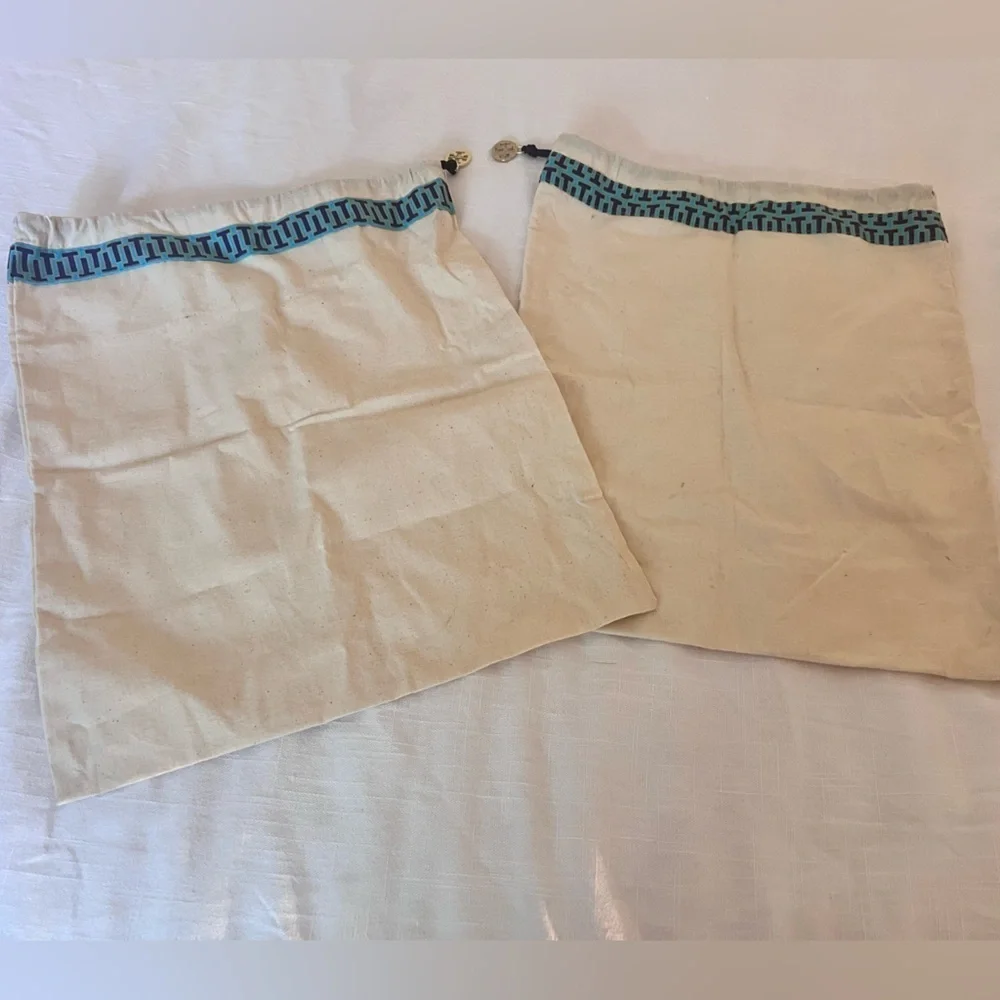 Tory Burch Dust bag Beige Drawstring Bags with Blue Trim